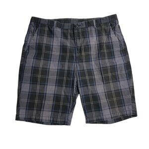Calvin Klein Black and Gray Plaid Flat Front Shorts